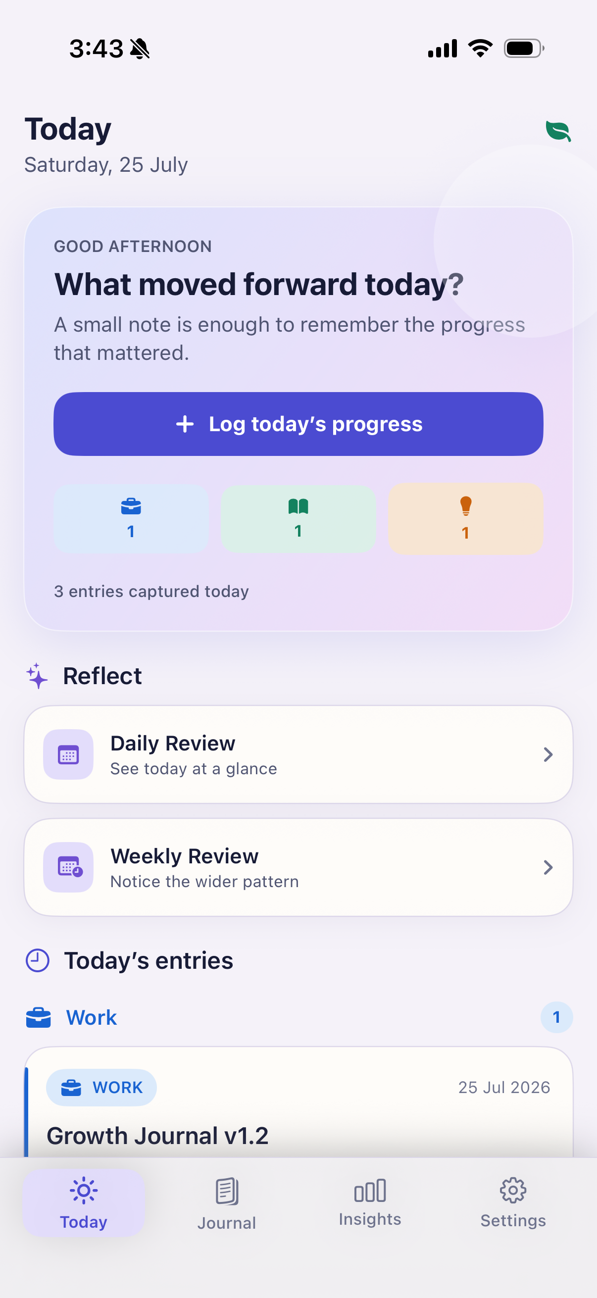 Growth Journal app screenshot